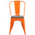 Flash Furniture CH-31230-OR-WD-GG Orange Metal Curved Back with Vertical Slat Textured Wood Seat Stacking Side Chair