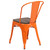 Flash Furniture CH-31230-OR-WD-GG Orange Metal Curved Back with Vertical Slat Textured Wood Seat Stacking Side Chair