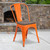 Flash Furniture CH-31230-OR-WD-GG Orange Metal Curved Back with Vertical Slat Textured Wood Seat Stacking Side Chair
