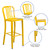 Flash Furniture CH-61200-30-YL-GG Yellow Galvanized Steel Vertical Slat Back Bar Stool