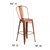 Flash Furniture ET-3534-30-POC-GG Copper Galvanized Steel Drain Holes In Seat Bar Stool