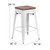 Flash Furniture CH-31320-24-WH-WD-GG White Textured Wood Seat Galvanized Steel Counter Height Backless Bar Stool