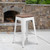 Flash Furniture CH-31320-24-WH-WD-GG White Textured Wood Seat Galvanized Steel Counter Height Backless Bar Stool