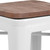 Flash Furniture CH-31320-24-WH-WD-GG White Textured Wood Seat Galvanized Steel Counter Height Backless Bar Stool