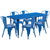 Flash Furniture ET-CT005-6-30-BL-GG Blue Steel Rectangular Table Set with 6 Chairs