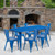 Flash Furniture ET-CT005-6-30-BL-GG Blue Steel Rectangular Table Set with 6 Chairs