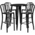 Flash Furniture CH-51090BH-4-30VRT-BK-GG 30" Dia. x 41" H Black Metal Round Bar Height Table and 4 Bar Stool Set