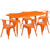 Flash Furniture ET-CT005-6-70-OR-GG Orange Steel Rectangular Table Set with 6 Chairs