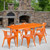 Flash Furniture ET-CT005-6-70-OR-GG Orange Steel Rectangular Table Set with 6 Chairs