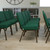 Flash Furniture FD-CH0221-4-GV-S0808-GG Hunter Green 21.25" Width Steel Book Rack with Communion Cup Holder Gold Vein Frame Hercules Series Extra Wide Stacking Church Chair