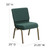 Flash Furniture FD-CH0221-4-GV-S0808-GG Hunter Green 21.25" Width Steel Book Rack with Communion Cup Holder Gold Vein Frame Hercules Series Extra Wide Stacking Church Chair