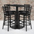 Flash Furniture RSRB1017-GG 42" Dia. x 42" H Black Laminate Finish Square Table Set with 4 Metal Ladder Back Metal ladder Back Bar Stools