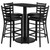 Flash Furniture RSRB1017-GG 42" Dia. x 42" H Black Laminate Finish Square Table Set with 4 Metal Ladder Back Metal ladder Back Bar Stools