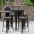 Flash Furniture CH-51090BH-4-30SQST-BK-GG 30" Dia. x 41" H Black Metal Round Bar Height Table and 4 Bar Stool Set