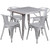 Flash Furniture ET-CT002-4-70-SIL-GG Silver Steel Square Table Set with 4 Chairs