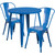Flash Furniture CH-51090TH-2-18CAFE-BL-GG 30" Dia. x 29 1/2" H Blue Metal Round Table and 2 Chair Set