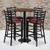Flash Furniture RSRB1028-GG 30" Dia. x 42" H Walnut Laminate Finish Round Table Set with 4 Metal Ladder Back Metal ladder Back Bar Stools