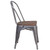 Flash Furniture XU-DG-TP001-WD-GG Silver Metal Curved Back with Vertical Slat Textured Wood Seat Stacking Side Chair