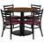 Flash Furniture RSRB1008-GG 36" Dia. x 30" H Walnut Laminate Finish Round Table Set with 4 Metal Ladder Back Metal Ladder Back Chairs