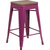 Flash Furniture ET-BT3503-24-PUR-WD-GG Purple Galvanized Steel Counter Height Wood Seat Backless Bar Stool