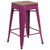 Flash Furniture ET-BT3503-24-PUR-WD-GG Purple Galvanized Steel Counter Height Wood Seat Backless Bar Stool