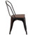 Flash Furniture CH-31230-BQ-WD-GG Black Antique Gold Metal Curved Back with Vertical Slat Textured Wood Seat Stacking Side Chair