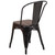 Flash Furniture CH-31230-BQ-WD-GG Black Antique Gold Metal Curved Back with Vertical Slat Textured Wood Seat Stacking Side Chair