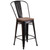 Flash Furniture CH-31320-24GB-BQ-WD-GG Black-Antique Gold Metal Curved Back With Vertical Slat Counter Height Bar Stool