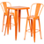 Flash Furniture CH-31330B-2-30GB-OR-GG 27 3/4" W x 27 3/4" D x 40" H Orange Galvanized Steel Square Table and 2 Chairs Set