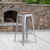 Flash Furniture CH-31320-30-SIL-WD-GG Silver Textured Wood Seat With Galvanized Steel Backless Bar Stool