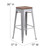 Flash Furniture CH-31320-30-SIL-WD-GG Silver Textured Wood Seat With Galvanized Steel Backless Bar Stool