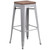 Flash Furniture CH-31320-30-SIL-WD-GG Silver Textured Wood Seat With Galvanized Steel Backless Bar Stool