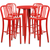 Flash Furniture CH-51080BH-4-30VRT-RED-GG 24" Dia. x 41" H Red Metal Round Bar Height Table and 4 Bar Stool Set