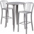 Flash Furniture CH-51090BH-2-30VRT-SIL-GG 30" Dia. x 41" H Silver Metal Round Bar Height Table and 2 Bar Stool Set