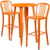 Flash Furniture CH-51080BH-2-30VRT-OR-GG 24" Dia. x 41" H Orange Metal Round Bar Height Table and 2 Bar Stool Set