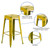 Flash Furniture ET-BT3503-30-YL-GG 30" H Yellow Galvanized Steel with Drain Hole Seat Bar Stool