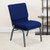 Flash Furniture FD-CH0221-4-SV-NB24-BAS-GG Navy Blue 21.25" Width Steel Book Rack with Communion Cup Holder Silver Vein Frame Hercules Series Extra Wide Stacking Church Chair