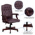 Flash Furniture 801L-LF0019-BY-LEA-GG Burgundy Padded Arms Mahogany Wood Capped Metal Base Martha Washington Executive Swivel Office Chair