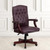 Flash Furniture 801L-LF0019-BY-LEA-GG Burgundy Padded Arms Mahogany Wood Capped Metal Base Martha Washington Executive Swivel Office Chair