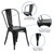 Flash Furniture CH-31230-BK-GG Black Stackable Galvanized Steel Drain Holes in Seat Stacking Side Chair