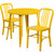Flash Furniture CH-51090TH-2-18VRT-YL-GG 30" Dia. x 29 1/2" H Yellow Metal Round Table and 2 Chair Set