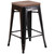 Flash Furniture CH-31320-24-BQ-WD-GG Black-Antique Gold With Textured Wood Seat Galvanized Steel Counter Height Backless Bar Stool