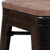 Flash Furniture CH-31320-24-BQ-WD-GG Black-Antique Gold With Textured Wood Seat Galvanized Steel Counter Height Backless Bar Stool