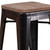 Flash Furniture CH-31320-24-BQ-WD-GG Black-Antique Gold With Textured Wood Seat Galvanized Steel Counter Height Backless Bar Stool