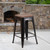 Flash Furniture CH-31320-24-BQ-WD-GG Black-Antique Gold With Textured Wood Seat Galvanized Steel Counter Height Backless Bar Stool