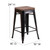 Flash Furniture CH-31320-24-BQ-WD-GG Black-Antique Gold With Textured Wood Seat Galvanized Steel Counter Height Backless Bar Stool