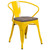 Flash Furniture CH-31270-YL-WD-GG Yellow Metal Back with Arms Vertical Slat Wood Seat Bistro Style Stacking Armchair