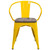Flash Furniture CH-31270-YL-WD-GG Yellow Metal Back with Arms Vertical Slat Wood Seat Bistro Style Stacking Armchair
