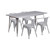Flash Furniture ET-CT005-4-70-SIL-GG Silver Steel Rectangular Table Set with 4 Chairs