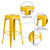 Flash Furniture CH-31320-30-YL-GG Yellow Galvanized Steel Drain Hole In Seat Backless Bar Stool